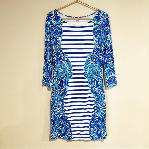 Lilly Pulitzer Nola Dress in Moon Jellies Stripes floral size Medium - Picture 6 of 12